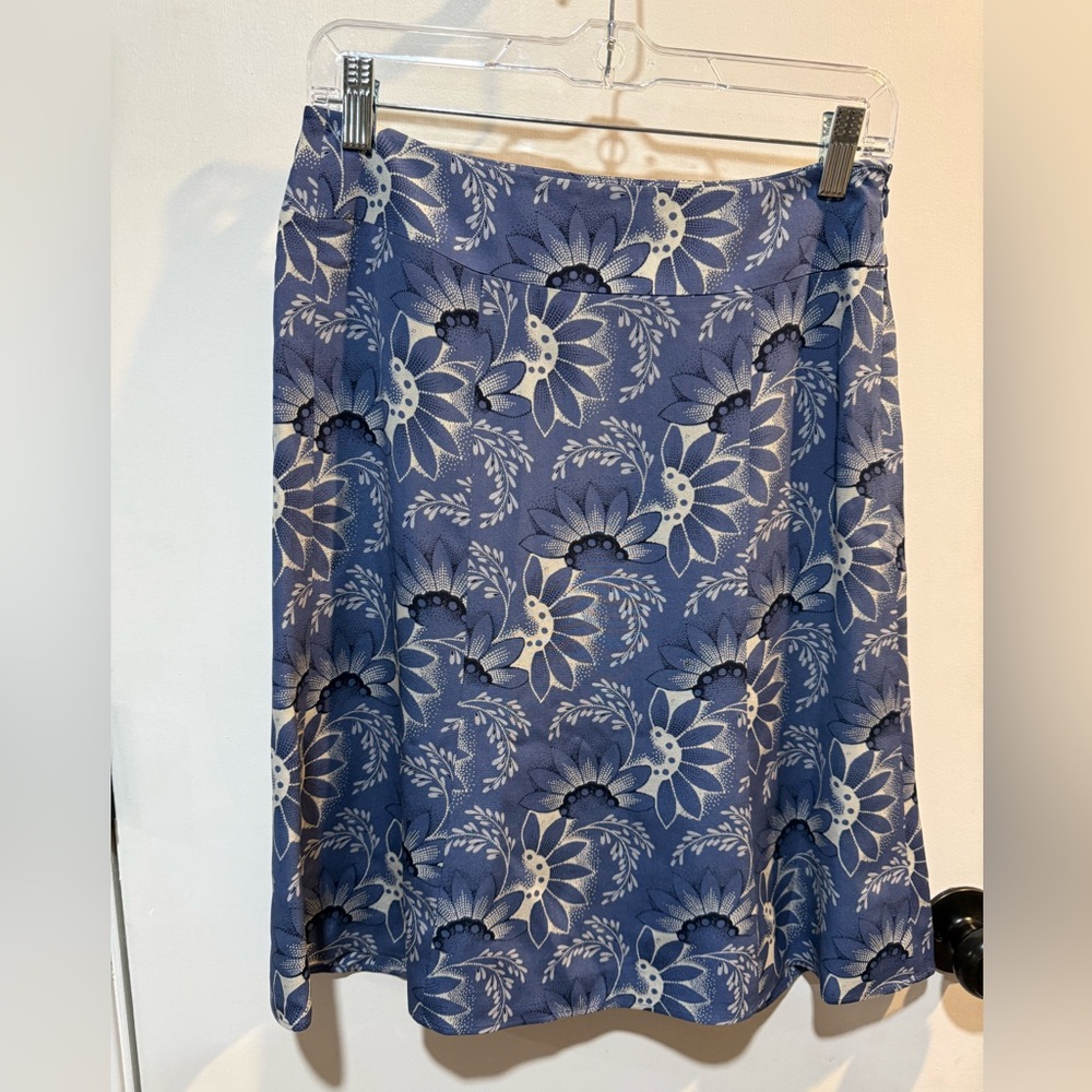 LOFT Blue Floral A-Line Skirt-#1392